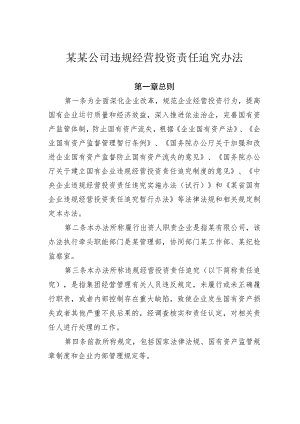 某某公司违规经营投资责任追究办法.docx