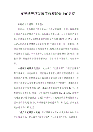 在县域经济发展工作座谈会上的讲话.docx