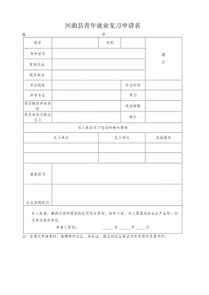 河曲县青年就业见习申请表.docx