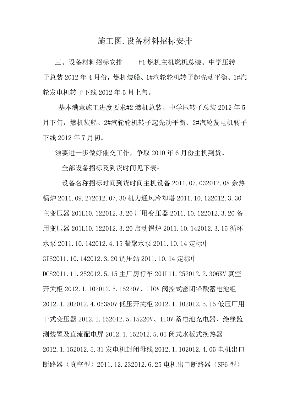 施工图.设备材料招标计划.docx_第1页