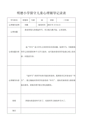 明德小学留守儿童心理辅导记录表[1].docx