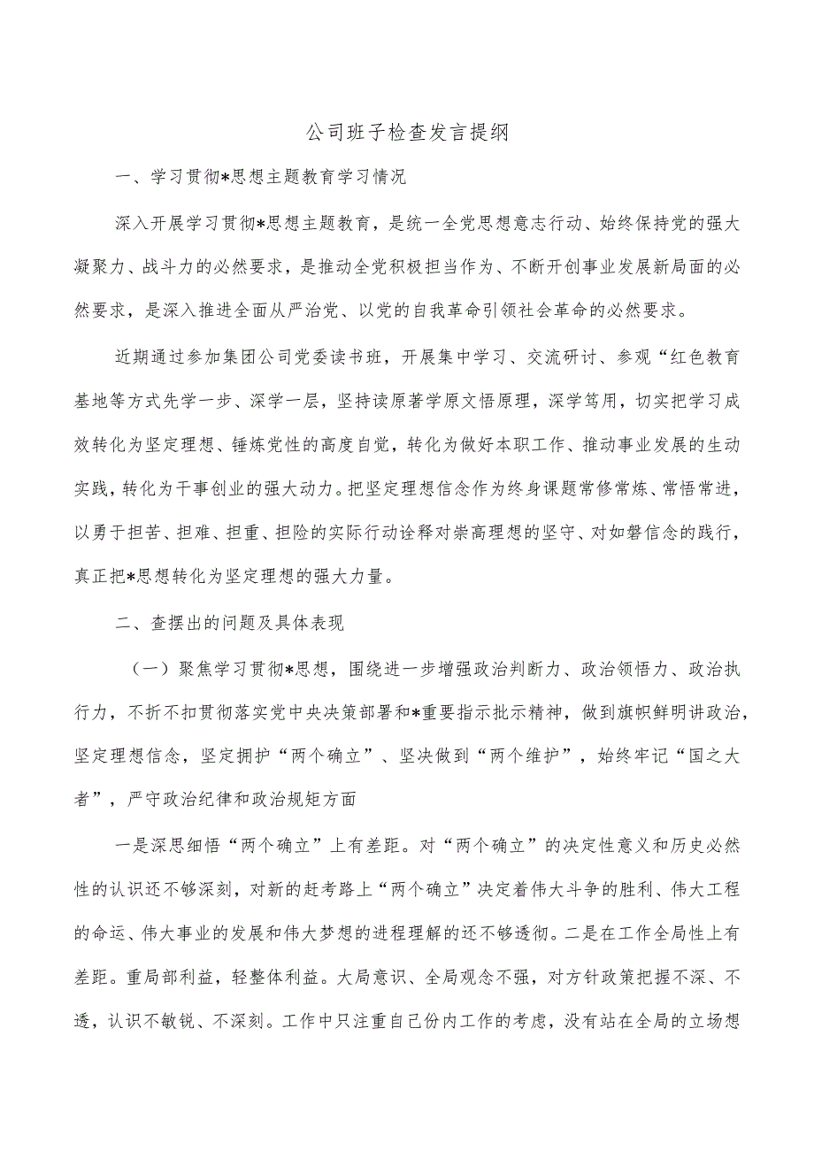 公司班子检查发言提纲.docx_第1页