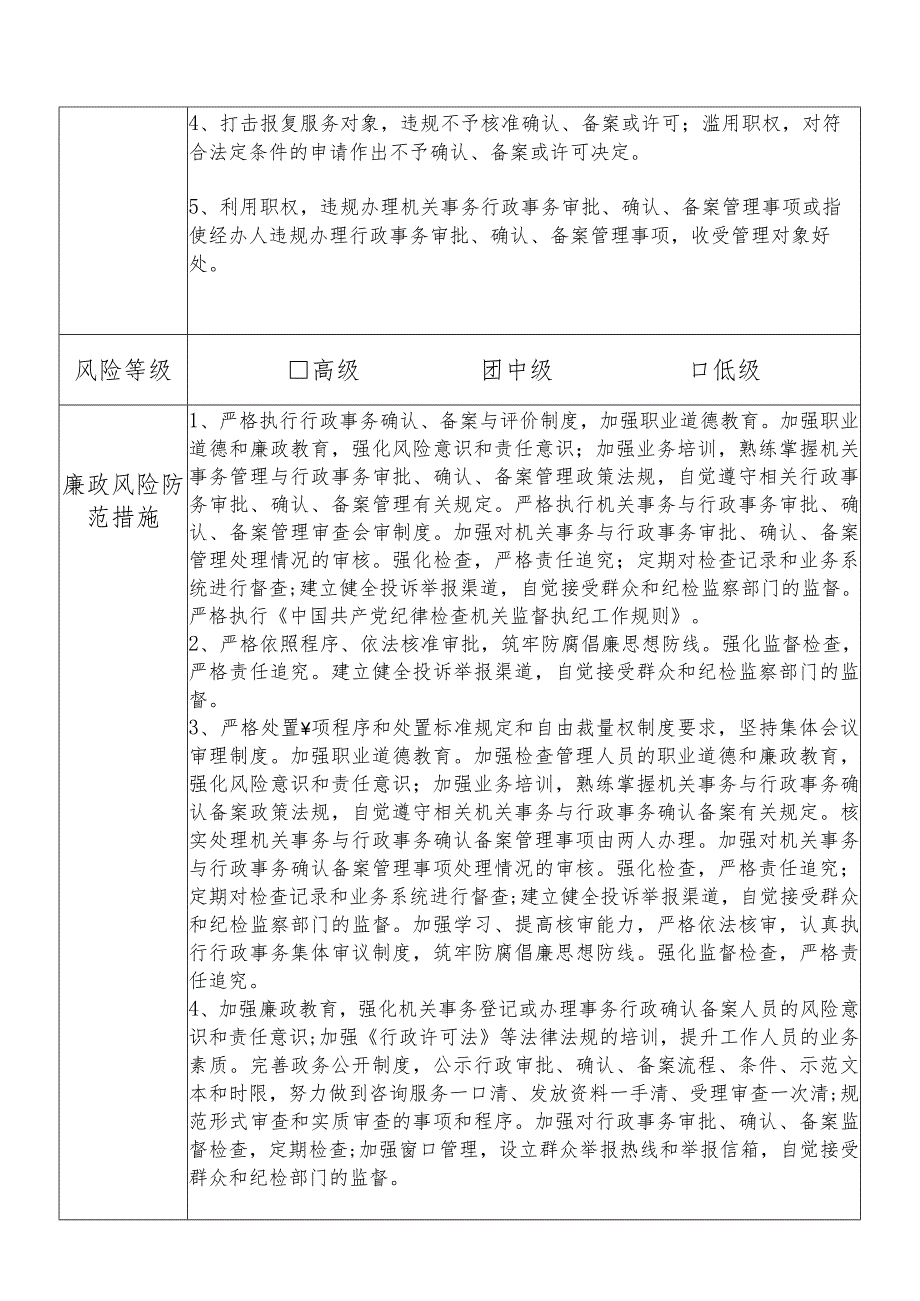 某县机关事务管理中心事务管理务股股长个人岗位廉政风险点排查登记表.docx_第2页