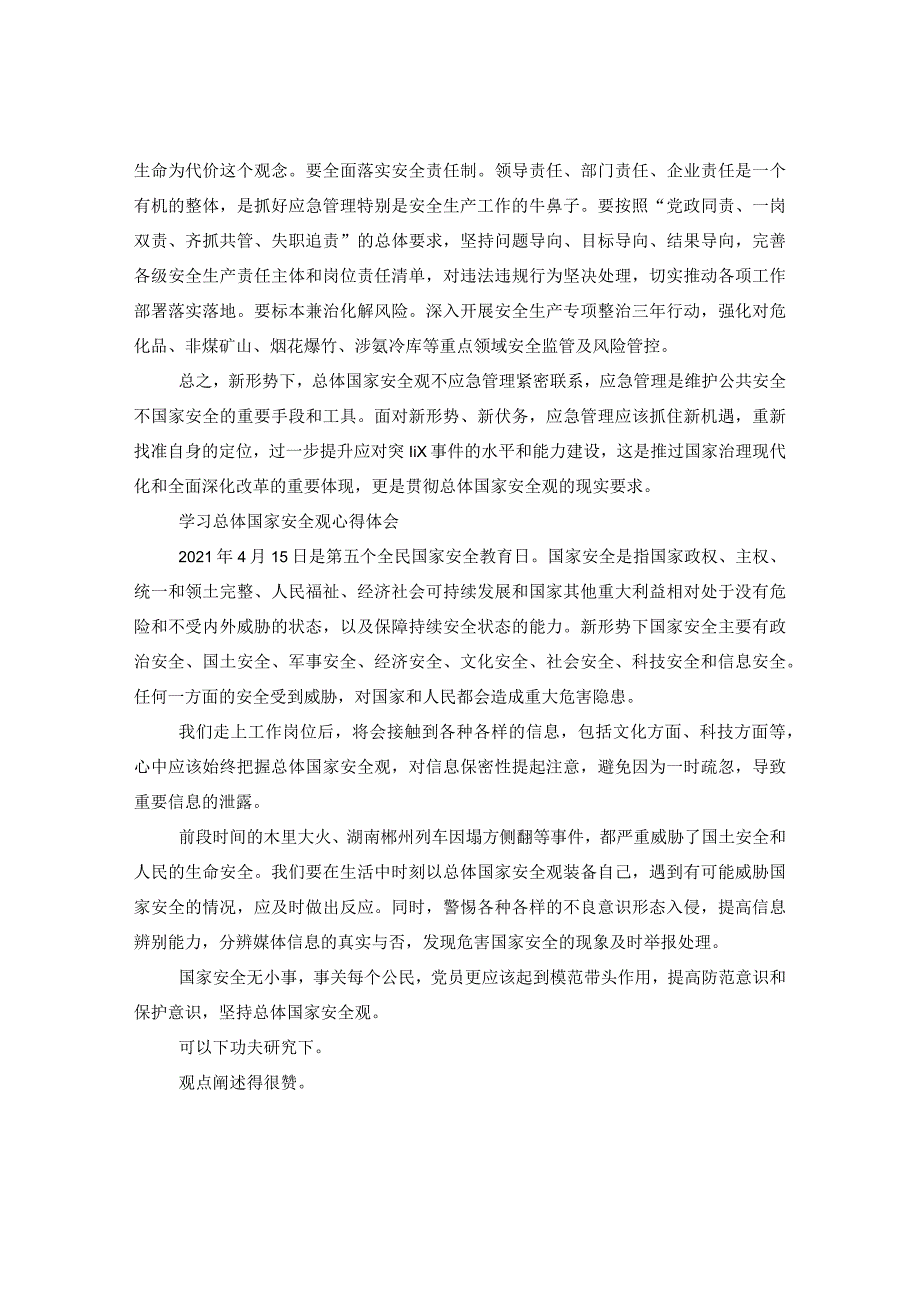 应急管理干部学习总体国家安全观心得体会.docx_第2页