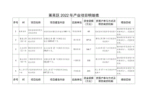 莱芜区2022年产业项目明细表.docx