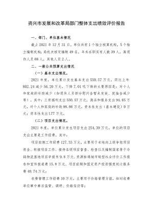 资兴市发展和改革局部门整体支出绩效评价报告.docx