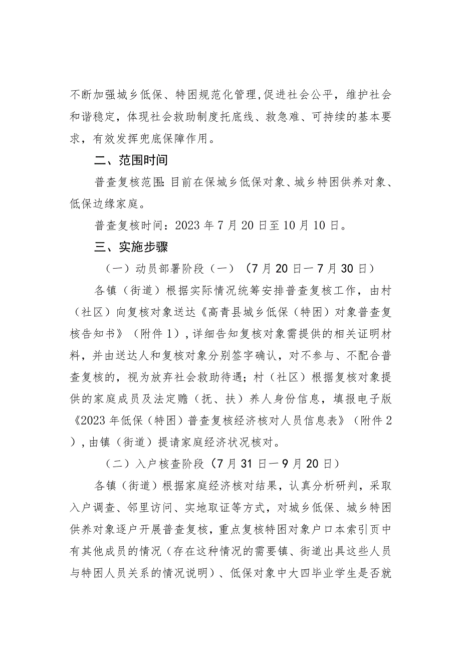 高民发〔2023〕32号高青县民政局2023年城乡低保、特困普查复核工作实施方案.docx_第2页