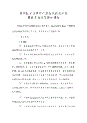 甘州区甘浚镇中心卫生院西洞分院整体支出绩效评价报告.docx