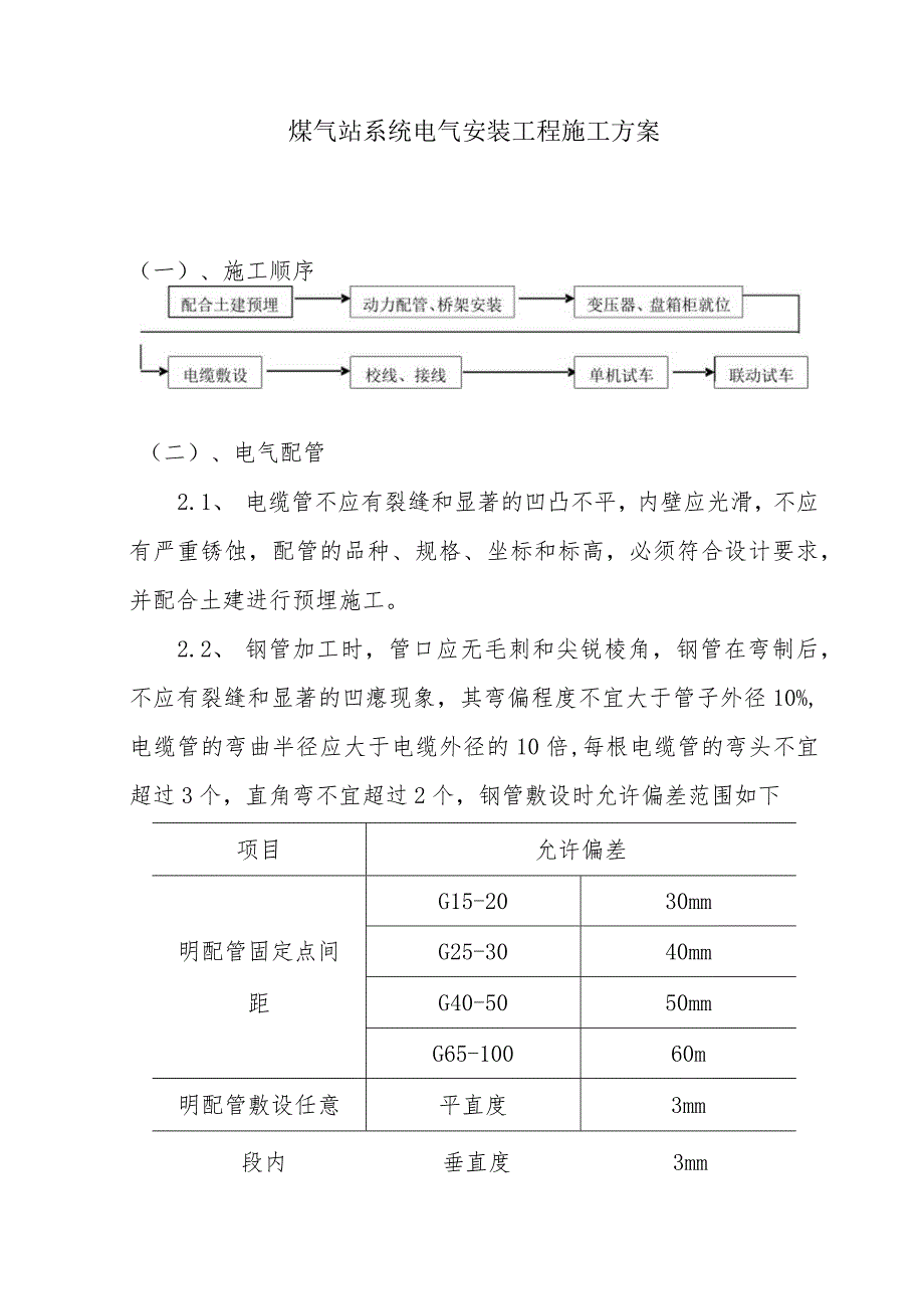 煤气站系统电气安装工程施工方案.docx_第1页