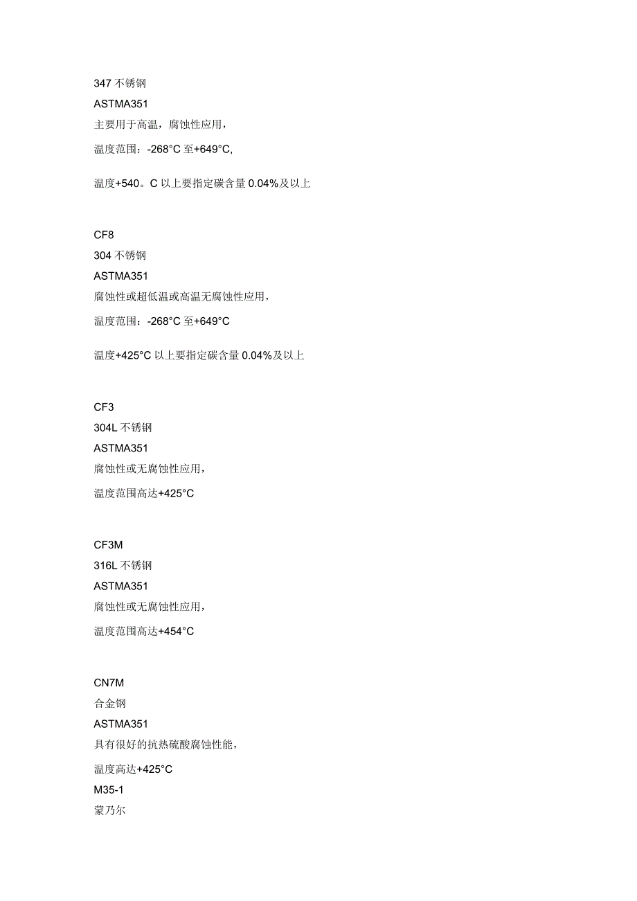 阀门材质与应用（材质对应的牌号、温度、压力）.docx_第3页