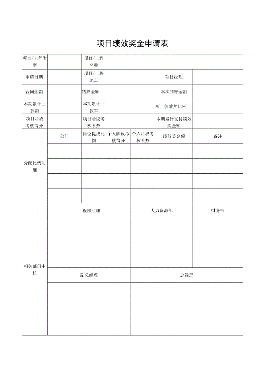 项目绩效奖金申请表.docx_第1页