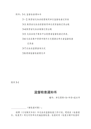 陕西省化妆品经营使用单位、电子商务平台经营者监督检查记录表、台账、意见书.docx