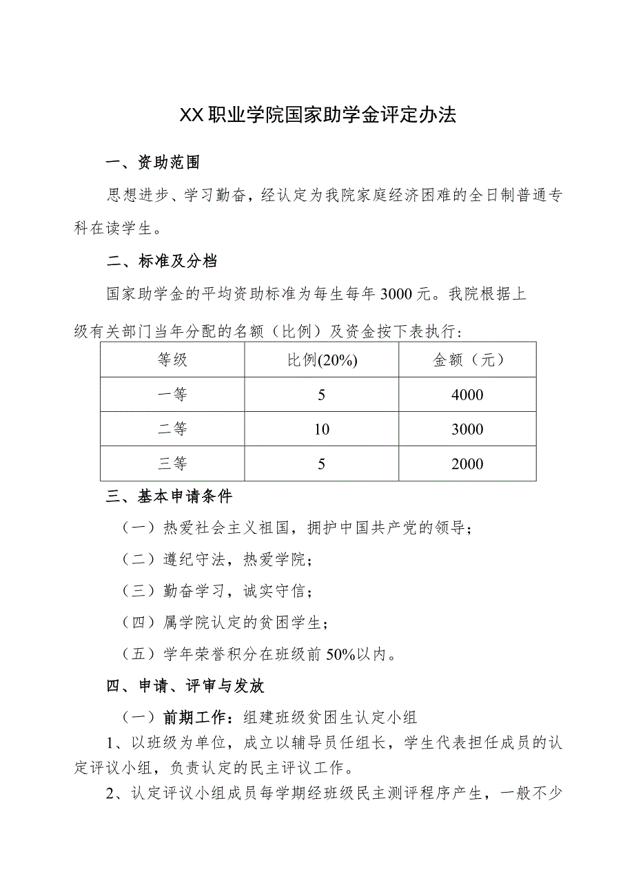 XX职业学院国家助学金评定办法(2023年修订).docx_第1页