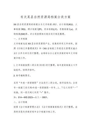 有关某县自然资源局档案分类方案.docx