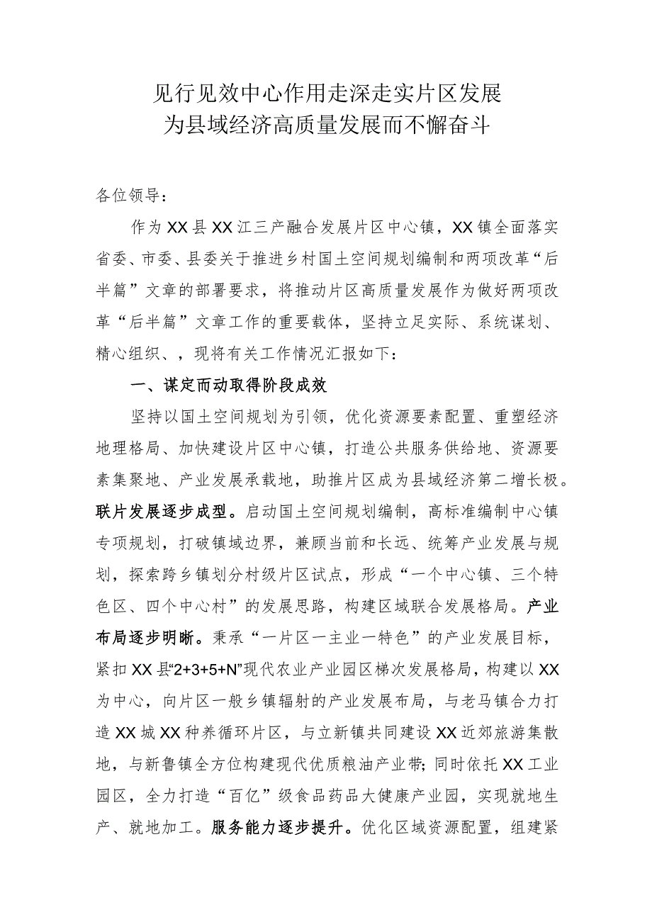 见行见效中心作用 走深走实片区发展 为县域经济高质量发展而不懈努力.docx_第1页