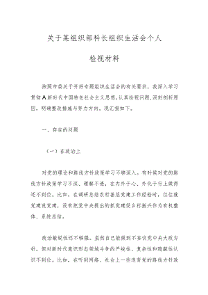 关于某组织部科长组织 生活会个人检视材料.docx