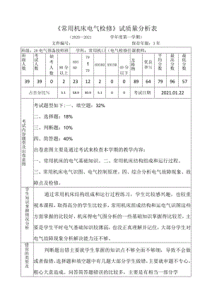 《常用机床电气检修》试质量分析表.docx