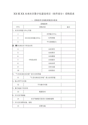 XX镇XX未来社区数字化建设项目（软件部分）采购需求.docx