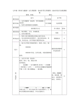 七年级《体育与健康》女生掌握第一套动作男生掌握第二套动作技巧实践课教案.docx