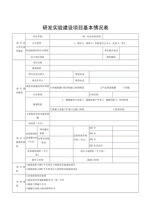 研发实验建设项目基本情况表.docx