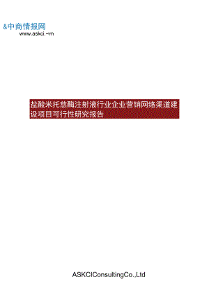 盐酸米托蒽醌注射液行业企业营销网络渠道建设项目可行性研究报告.docx