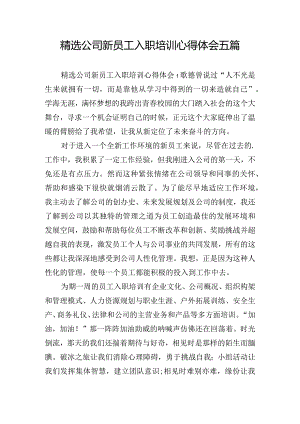 精选公司新员工入职培训心得体会五篇.docx