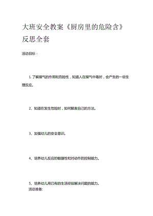 大班安全教案《厨房里的危险含》反思全套.docx