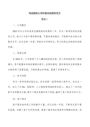 电信服务公司年度总结报告范文.docx