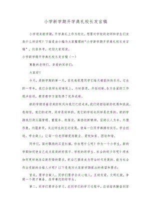 小学新学期开学典礼校长发言稿.docx