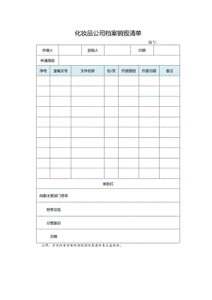 化妆品公司档案销毁清单.docx