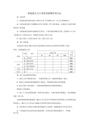 新能源公司人事管理薪酬管理办法.docx