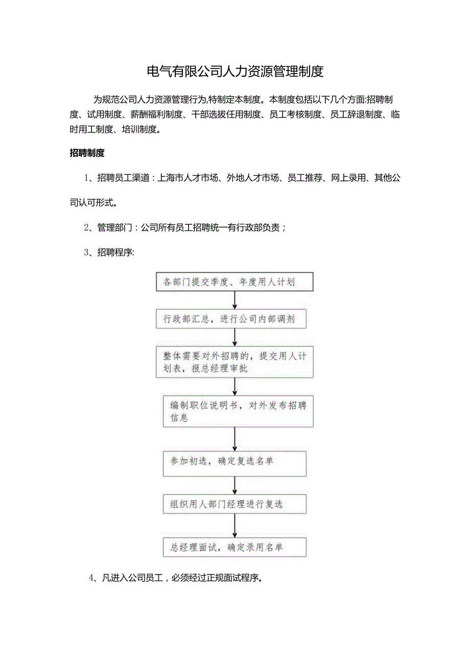 电气有限公司人力资源管理制度.docx_第1页