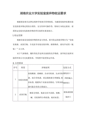 湖南农业大学实验室废弃物收运要求.docx