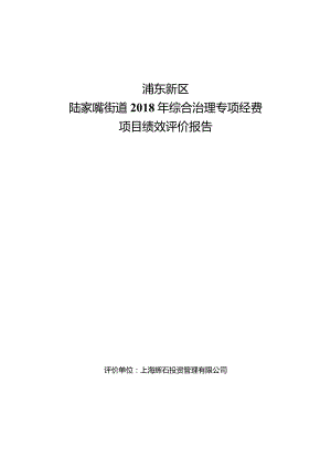 浦东新区陆家嘴街道2018年综合治理专项经费项目绩效评价报告.docx