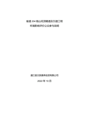 省道204线山花顶隧道及引道工程环境影响评价公众参与说明.docx