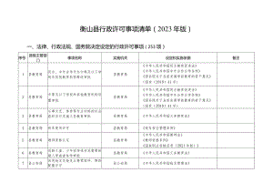 衡山县行政许可事项清单2023年版.docx