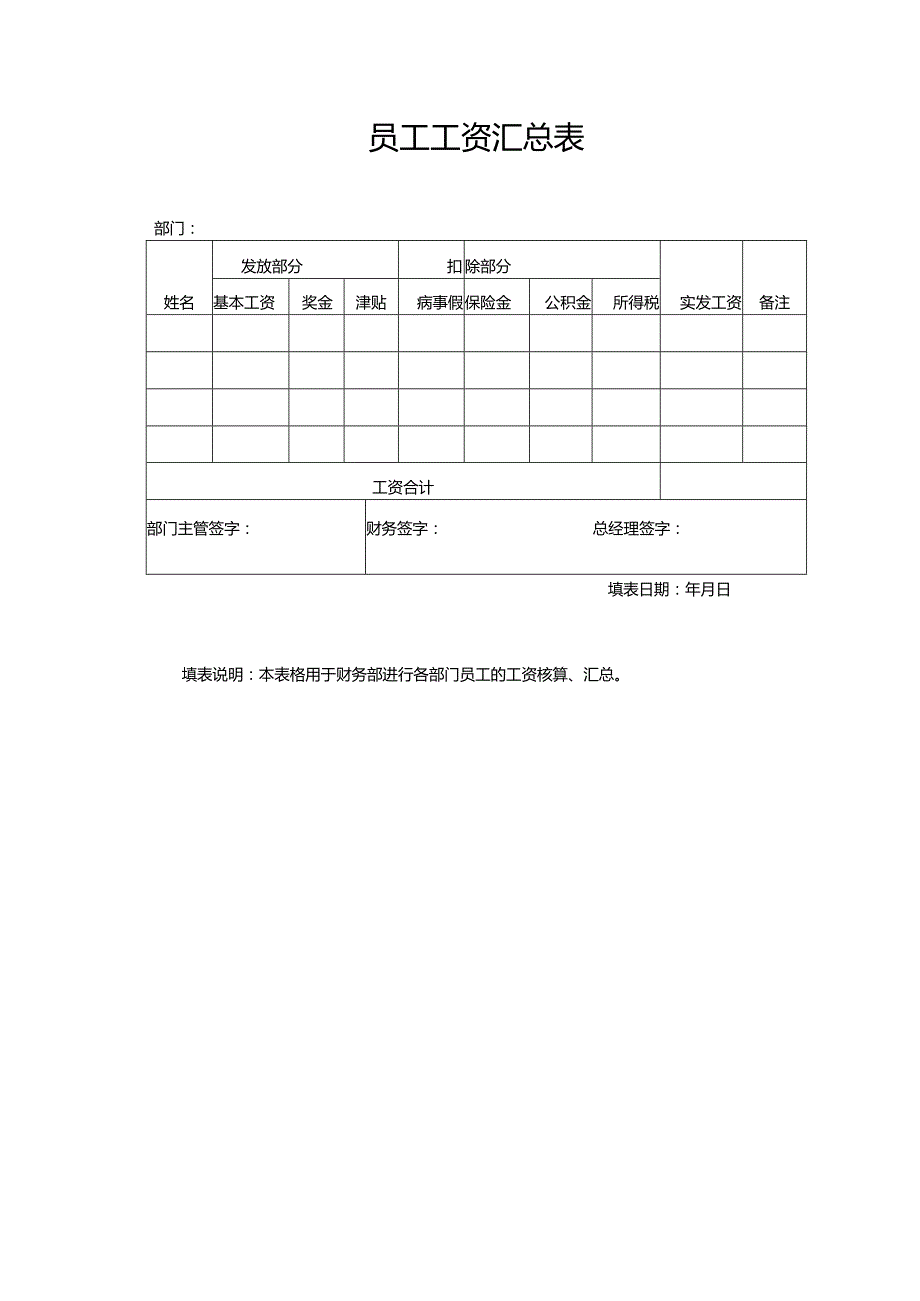 员工工资汇总表.docx_第1页