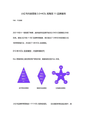 小红书内容营销3.0+KOL矩阵双11品牌案例.docx