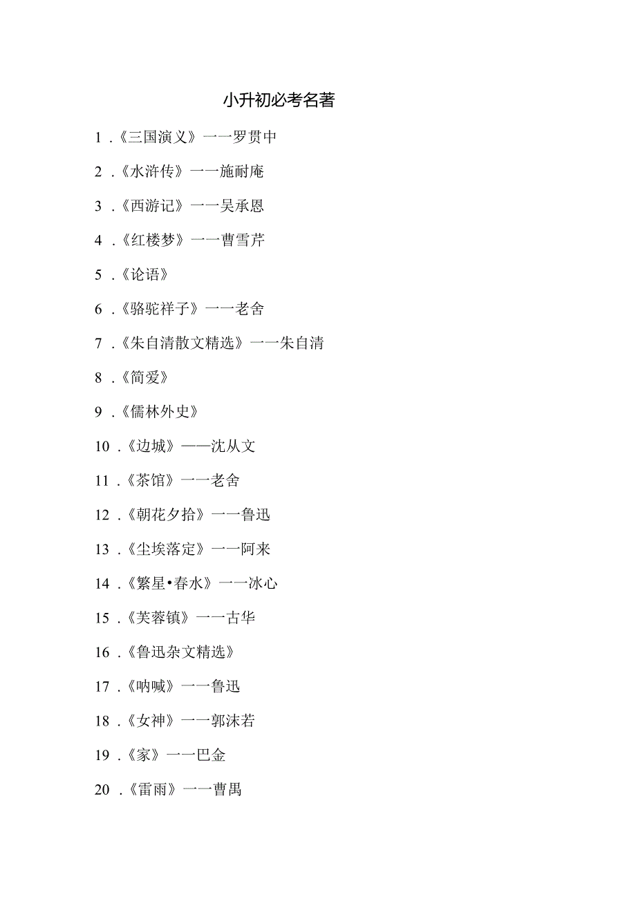 小升初必考名著.docx_第1页