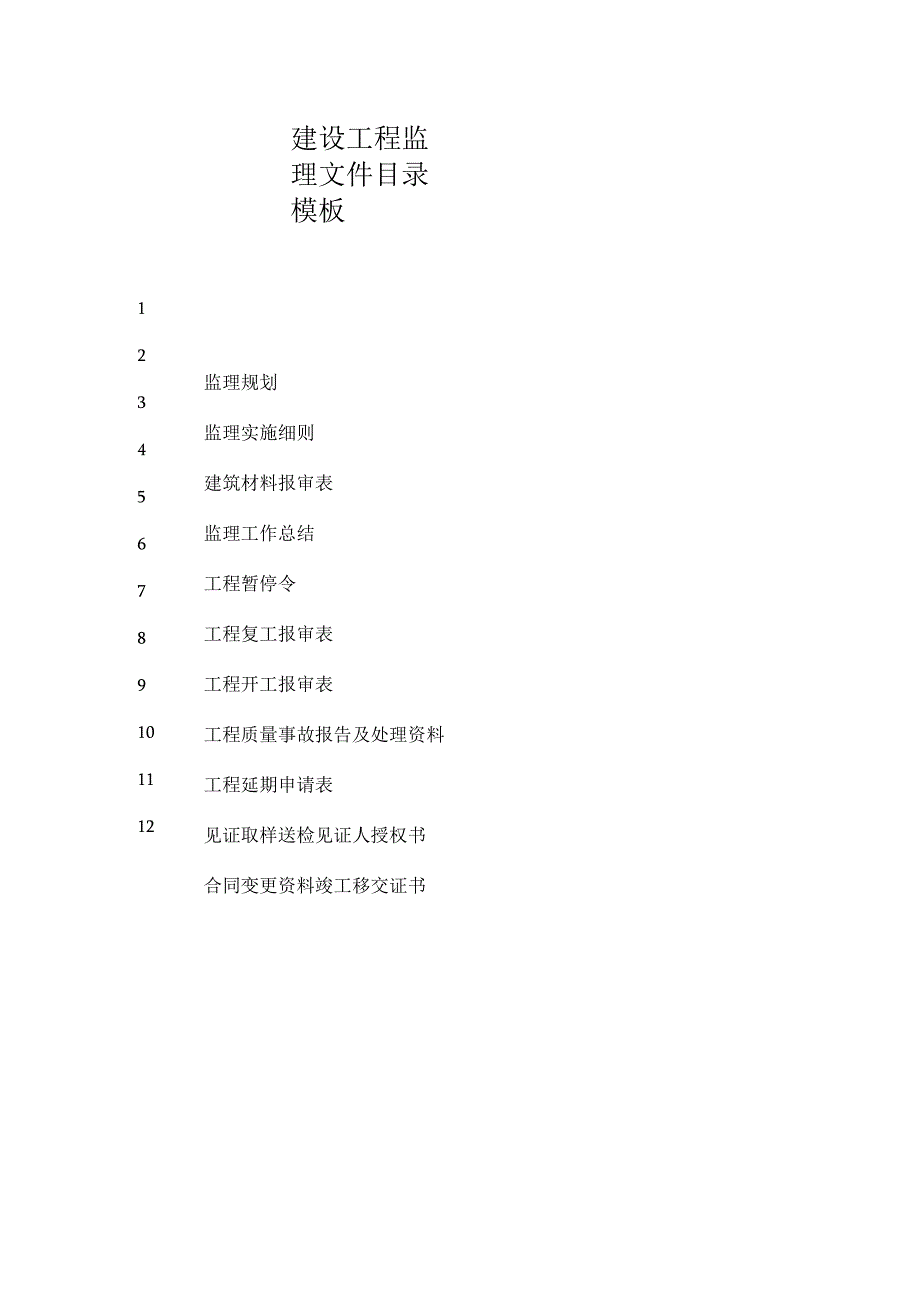 建设工程监理文件目录模板.docx_第1页