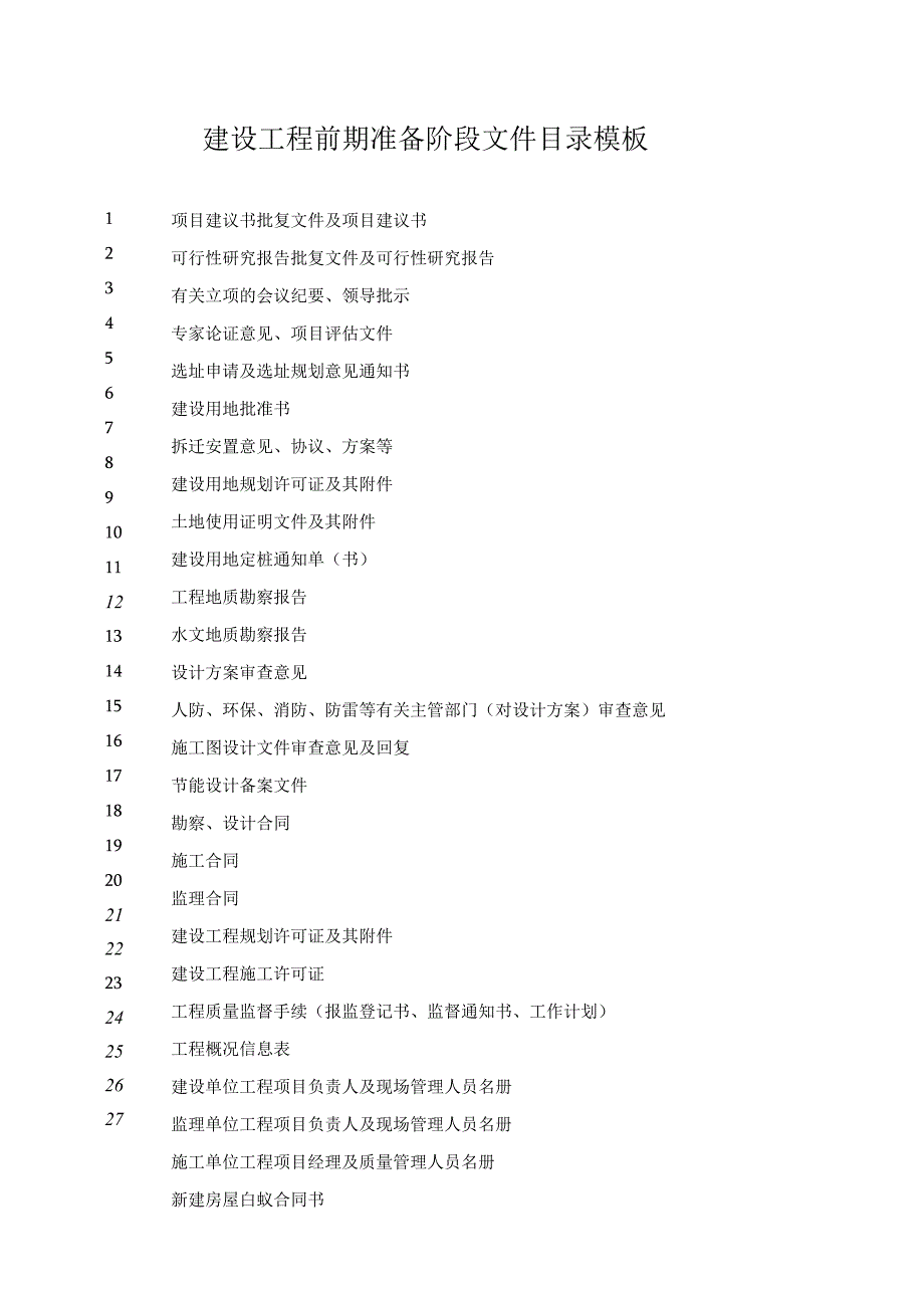 建设工程前期准备阶段文件目录模板.docx_第1页