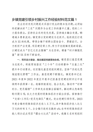 乡镇党建引领乡村振兴工作经验材料范文2篇.docx