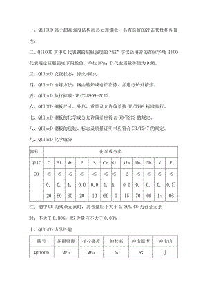 Q1100D高强度结构钢热处理Q1100D抗拉强度.docx