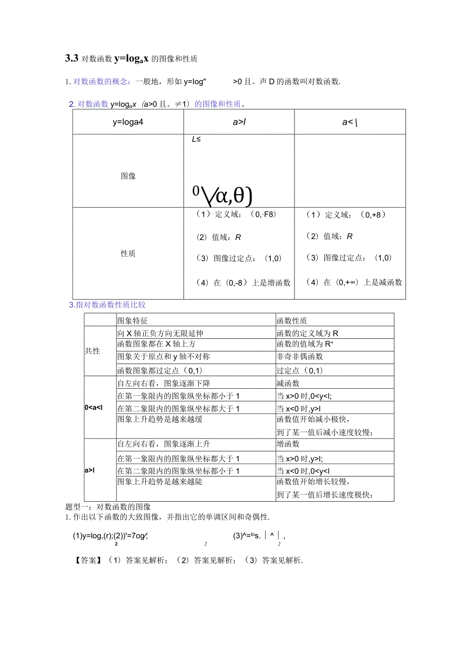 3.3对数函数y=logax的图像和性质（解析版）.docx_第1页