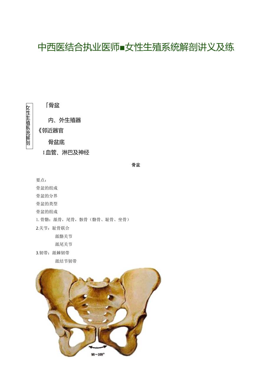 中西医结合执业医师-女性生殖系统解剖讲义及练习.docx_第1页