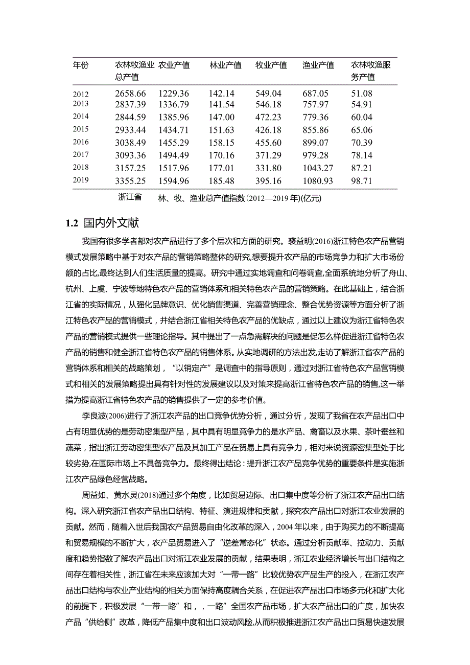 【《浙江农产品出口现状的调查报告（定量论文）》10000字】.docx_第2页