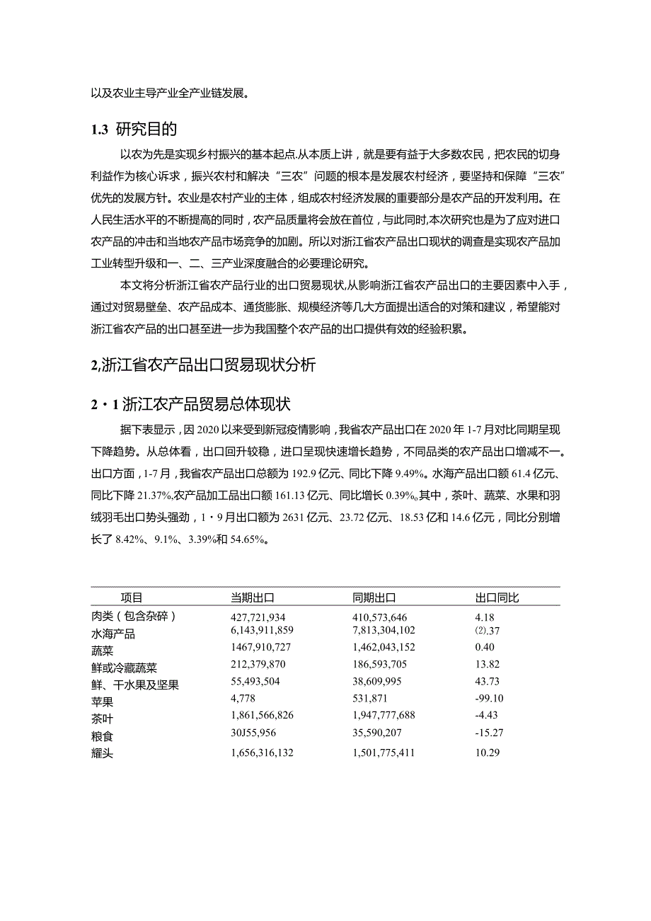 【《浙江农产品出口现状的调查报告（定量论文）》10000字】.docx_第3页