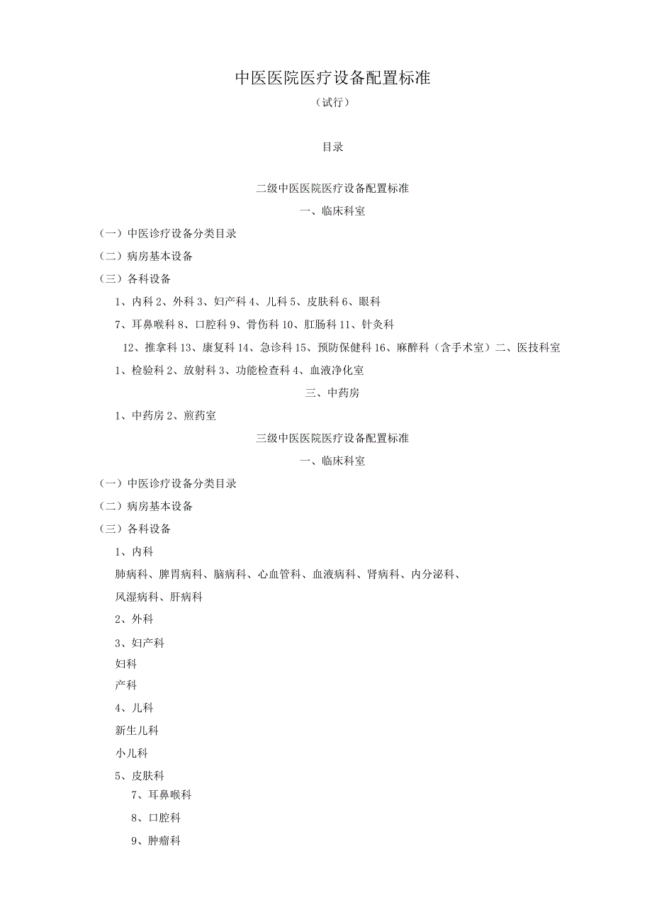 中医医院诊疗设备配置规范标准.docx_第1页