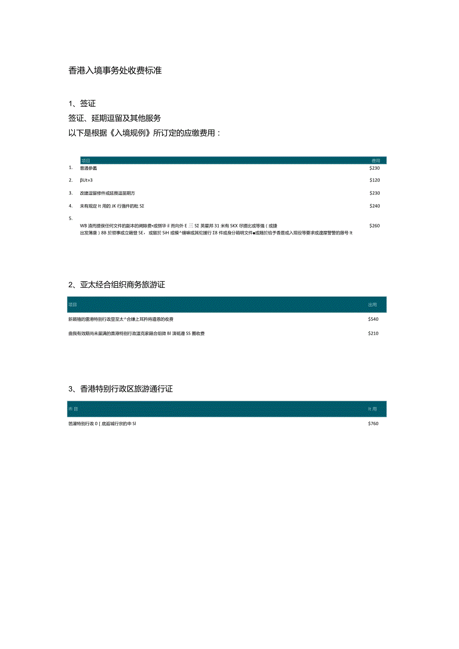 香港入境事务处收费标准.docx_第1页