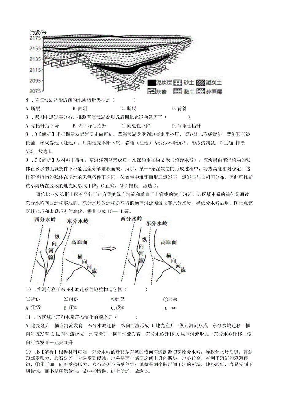 课时练008 内力作用与地表形态（教师版）.docx_第3页